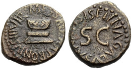 KAISERZEIT. Augustus, 27 v. Chr. -14 n. Chr. 
Quadrans, Münzmeister Serie, 5 v. Chr. Apronius, Galus, Messalla und Sisenna als IVviri monetales. SISE...
