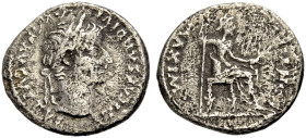 KAISERZEIT. Tiberius, 14-37. 
Denar, 14-37. Lugdunum. TI CAESAR DIVI AVG F AVGVSTVS Kopf mit L. n. r. Rv. PONTIF - MAXIM (rückläufig). Weibl. Figur n...