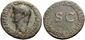 KAISERZEIT. Germanicus Caesar, Vater des Caligula, gest. 19. 
As, postum unter Caligula, 37-41. Barhäuptige Büste n.l. GERMANICVS CAESAR TI AVGVST F ...