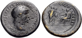 KAISERZEIT. Nero, 54-68.
Sesterz, 65 Lugdunum. Büste mit L. n. r. Rv. (ANNONA) AVGVSTI CERES Ceres r., n.l. sitzend, Ähren und lange Fackel haltend; ...