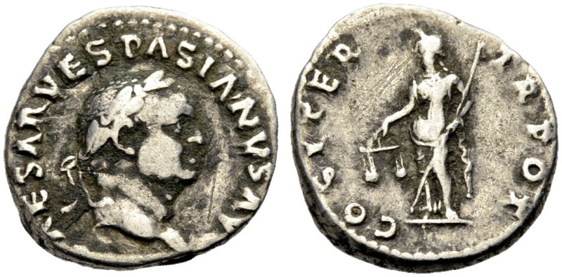 KAISERZEIT. Vespasianus, 69-79. 
Denar, 70. Büste mit L. n. r. CAESAR VESPASIAN...