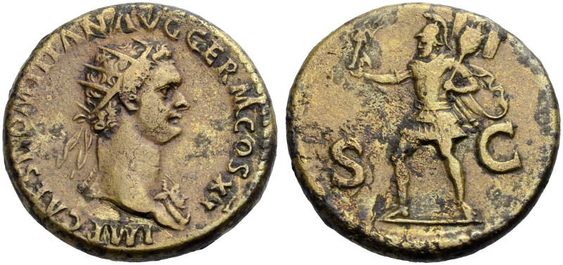 KAISERZEIT. Domitianus, 81-96. 
Dupondius, 86. Büste n.r. mit Strkr. und Ägis. ...