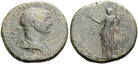KAISERZEIT. Trajanus, 98-117. 
Sesterz, 114. Drap. Büste mit L. n. r. Rv. SENATVS POPVLVSQVE ROMANVS/ S-C Felicitas n.l. stehend mit Caduceus und Fül...