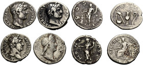 KAISERZEIT. Hadrianus, 117-138. 
LOT von 4 Denaren. COS II, COS III, MONETA AVG, dazu SABINA, CONCORDIA AVG. Gesamtgewicht 12,13 g. (4).
Schön bis s...