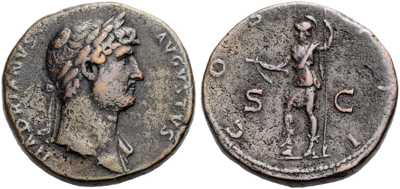 KAISERZEIT. Hadrianus, 117-138.
Sesterz, 124-127 Büste n. r. mit L. und Schulte...