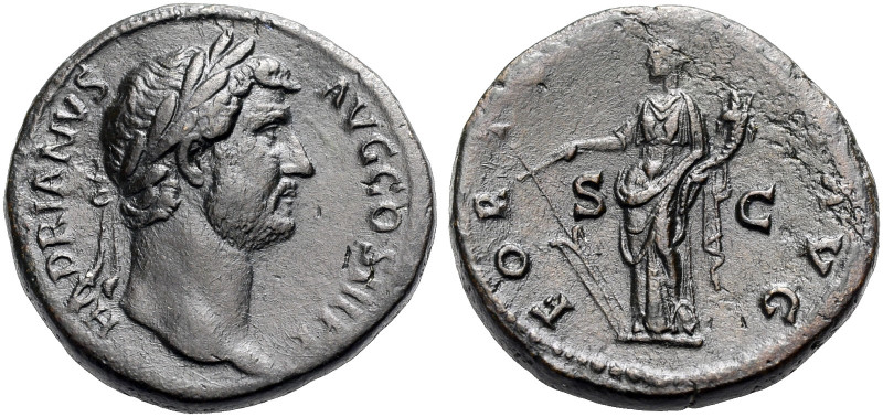 KAISERZEIT. Hadrianus, 117-138. 
Sesterz, 130-138 Kopf mit L. n. r. HADRIANVS -...