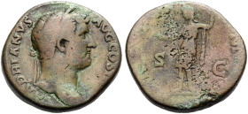 KAISERZEIT. Hadrianus, 117-138. 
Sesterz, 130-138 Büste mit L. n. r. HADRIANVS -AVG COS I(II). Rv. (ROMA) S-C Roma n.l. in kurzem Kleid stehend, Pall...