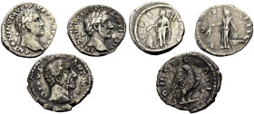 KAISERZEIT. Antoninus Pius, 138-161. 
LOT von drei Denaren. 153-154. Büste mit L. n. r. Rv. COS IIII Vesta mit Patera und Palladium l. über Altar opf...