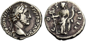 KAISERZEIT. Antoninus Pius, 138-161. 
Denar, 148-149 Büste mit L. n. r. ANTONINVS - AVG PIVS PP TRP XII rv. COS IIII Felicitas mit Caduceus und Füllh...