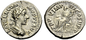 KAISERZEIT. Commodus, 177-192. 
Denar, 179-180 Drap., gep. Büste mit L. n. r. L. AVREL COM-MODVS AVG Rv. TRP VI IMP III COS II PP Fortuna n.l. sitzen...