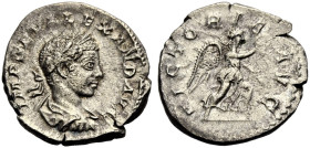 KAISERZEIT. Severus Alexander, 222-235. 
Denar, 228-231 Drap., gep. Büste mit L. n. r. IMP SEV ALEXAND AVG Rv. VICTORIA AVG Victoria n. r. gehend, Kr...