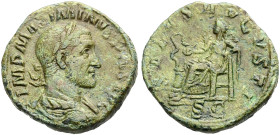 KAISERZEIT. Maximinus I. Thrax, 235-238. 
Sesterz, 235-236. Drap., gep. Büste mit L. n. r. Rv. SALVS AVGVSTI/ SC Salus n.l. thronend, Schlange aus Pa...