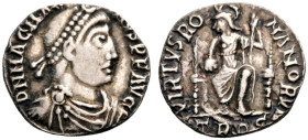KAISERZEIT. Magnus Maximus, 383-388. 
Siliqua, Trier. Drap., gep. Büste mit D. n.r. Rv. VIRTVS RO - MANORVM/ TRPS Roma mit Lanze und Globus frontal s...
