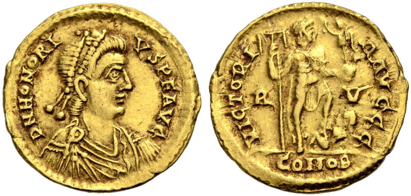 KAISERZEIT. Honorius, 393-423. 
Solidus, 402-423. Ravenna. Drap., gep. Büste n....