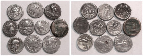 LOTS. 
REPUBLIK. LOT von 9 Denaren und einer Bronze. 1 Subaerat. Gesamtgewicht 40,68 g. (10).
Meist schön oder besser