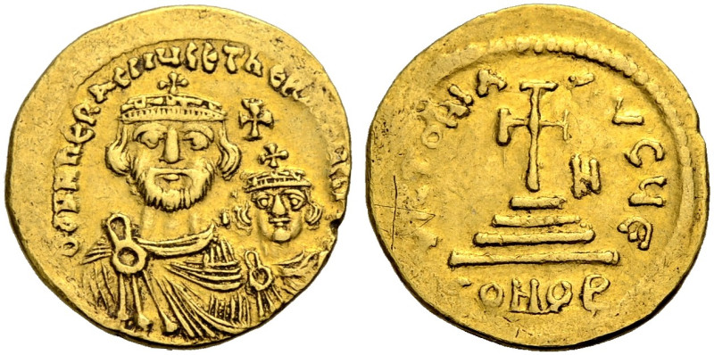 Heraclius, 610-641. 
Mit Heraclius Constantin. Solidus, 613-616. Die beiden Büs...