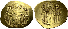 Johannes III. Dukas, 1222-1254. 
AV Hyperpyron, Magnesia. IC - XC Christus mit Bart und Nimbus frontal thronend, er hält Evangelium in der L. und erh...