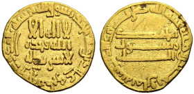 ABBASIDS. AL-RASHID, 170-193 H./786-809 A.D. 
Dinar, Gold, Bagdad, 173 AH = AD 789. Beiderseits Schrift. 4,01 g.
Knapp sehr schön