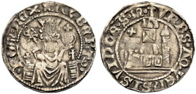 AACHEN, KÖNIGLICHE MÜNZSTÄTTE. ALBRECHT I. VON ÖSTERREICH, 1298-1308. 
Großpfennig. Thronender König mit Blumenzepter und Reichsapfel, *ALBERT9° - °R...