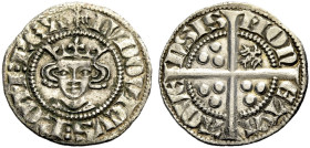 AACHEN, KÖNIGLICHE MÜNZSTÄTTE. LUDWIG IV., DER BAYER, 1314-1347. 
Sterling. Gekrönter Kopf von vorn, (Adler) LVDOVICVS: ROM. REX Rv. Langkreuz, im zw...