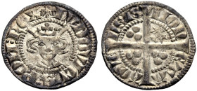 AACHEN, KÖNIGLICHE MÜNZSTÄTTE. LUDWIG IV., DER BAYER, 1314-1347. 
Sterling. Gekrönter Kopf von vorn, (Adler) LVDOVICVS: ROM. REX Rv. Langkreuz, im zw...