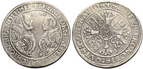 BRANDENBURG-FRANKEN, MARKGRAFSCHAFT. GEORG und ALBRECHT ALCIBIADES, 1536-1543. 
Guldiner 1539, Schwabach. Zwei geharnischte Hüftbilder gegeneinander....