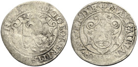BRANDENBURG-FRANKEN, MARKGRAFSCHAFT. GEORG FRIEDRICH, 1543-1603. 
Groschen = 1/21 Guldiner 1576, Schwabach. Doppelwappen. Rv. Reichsapfel mit Wertzah...