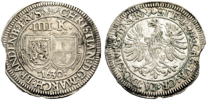 BRANDENBURG-BAYREUTH, MARKGRAFSCHAFT. CHRISTIAN, 1603-1655. 
Batzen 1630, Nürnb...