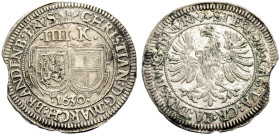 BRANDENBURG-BAYREUTH, MARKGRAFSCHAFT. CHRISTIAN, 1603-1655. 
Batzen 1630, Nürnberg, Mzz. 3 Ähren. Doppelwappen Burggrafschaft und Zollern, unten 1630...