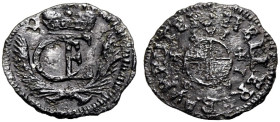 BRANDENBURG-BAYREUTH, MARKGRAFSCHAFT. CHRISTIAN ERNST, 1655-1712. 
Cu-Heller 1698, Bayreuth. Gekröntes Monogramm CE zwischen Palmzweigen. Rv. Runder ...