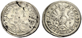 BRANDENBURG-BAYREUTH, MARKGRAFSCHAFT. CHRISTIAN ERNST, 1655-1712. 
Kreuzer 1701, Bayreuth. Brustbild r., EINEN - CREUTZER Rv. Gekrönter Adler mit Zol...