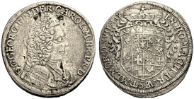 BRANDENBURG-BAYREUTH, MARKGRAFSCHAFT. GEORG FRIEDRICH KARL, 1726-1735. 
Groschen 1727, Bayreuth, auf die Huldigung. Brustbild r. Rv. Gekröntes Wappen...