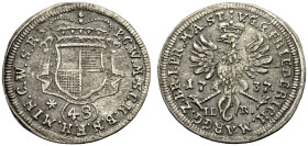 BRANDENBURG-BAYREUTH, MARKGRAFSCHAFT. FRIEDRICH, 1735-1763. 
1/48 Taler 1737. Gekrönter Adler. Rv. Gekrönter Wappenmantel. Schön 58, Slg. Wilm. 776, ...