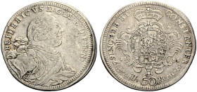 BRANDENBURG-BAYREUTH, MARKGRAFSCHAFT. FRIEDRICH, 1735-1763. 
30 Kreuzer 1735, Bayreuth. Brustbild r. ohne Ordenskreuz, drei Punkte am Ende der Umschr...