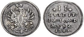 BRANDENBURG-BAYREUTH, MARKGRAFSCHAFT. FRIEDRICH, 1735-1763. 
2 Gute Pfennig 1751. Gekrönter Adler. Rv. Wert. Schön 78, Slg. Wilm. 780, Slg. Grüber 39...