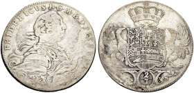 BRANDENBURG-BAYREUTH, MARKGRAFSCHAFT. FRIEDRICH, 1735-1763. 
2/3 Taler 1758. Brustbild r. Rv. Gekröntes Wappen zwischen 2 Adlern. Schön 96, Slg. Wilm...