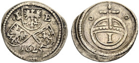 BRANDENBURG-ANSBACH, MARKGRAFSCHAFT. JOACHIM ERNST, 1603-1625. 
Kreuzer 1623, Fürth. Drei Wappenschilde, oben .I-E., unten 1623 Rv. Reichsapfel mit W...