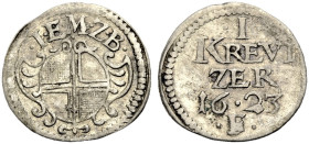 BRANDENBURG-ANSBACH, MARKGRAFSCHAFT. JOACHIM ERNST, 1603-1625. 
Kreuzer 1623, Fürth. IEMZB über Zollernwappen. Rv. Wert, Jahr und Mzz. F. Slg. Wilm. ...