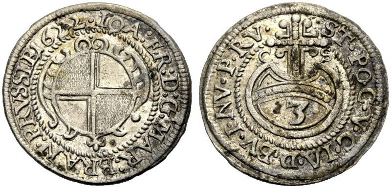 BRANDENBURG-ANSBACH, MARKGRAFSCHAFT. JOACHIM ERNST, 1603-1625. 
3 Kreuzer 1622,...