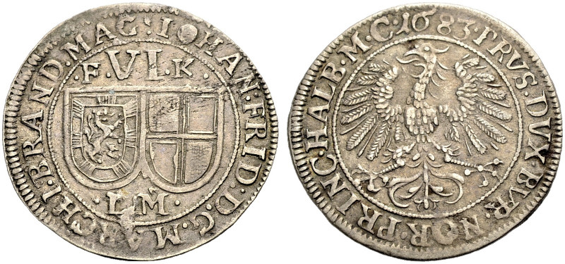 BRANDENBURG-ANSBACH, MARKGRAFSCHAFT. JOHANN FRIEDRICH, 1667-1686. 
6 Kreuzer 16...