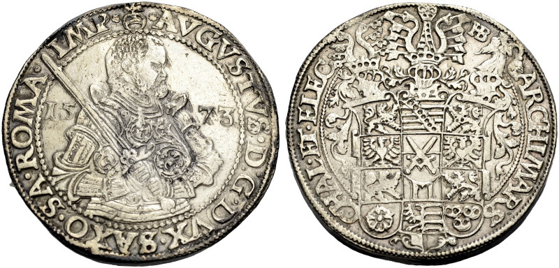 SACHSEN-ALB. LINIE, KURFÜRSTENTUM NACH 1547. AUGUST, 1553-1586. 
Taler 1573, Dr...