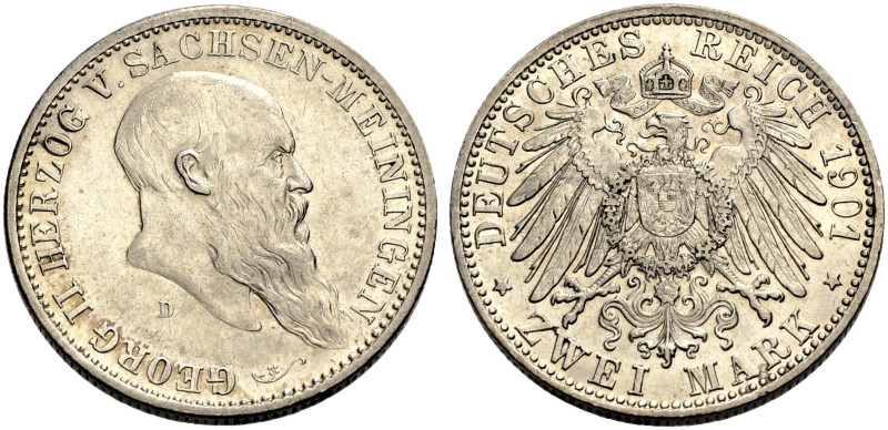 SACHSEN-MEININGEN, HERZOGTUM. GEORG II., 1866-1914. 
2 Mark 1901 D zum 75. Gebu...