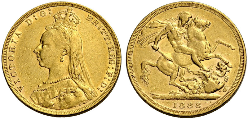 GROSSBRITANNIEN. VICTORIA, 1837-1901. 
Sovereign 1888 M, Melbourne. Jubilee bus...