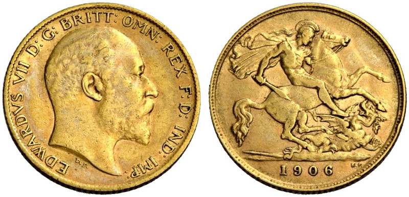 GROSSBRITANNIEN. EDWARD VII, 1901-1910. 
Half-Sovereign 1906, London. Kopf n. r...