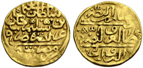 TÜRKEI. SULAYMAN I, 926-974 H./1520-1566 A.D. 
Altin, 926 H (1520-21), Kairo.Namenszug, Münzstätte, Jahreszahl. Rv. 3 Zeilen Schrift (Kalima). 3,46 g...