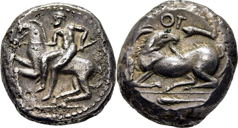 CILICIA-KELENDERIS. Estátera pérsica. 440-400 a.C. Jinete desnudo con látigo gal...