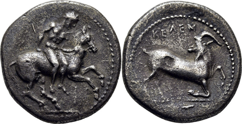 CICILIA-KELENDERIS. Estátera pérsica. 440-350 a.C. Jinete desnudo con látigo gal...