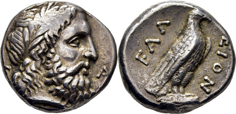 ELIDA-ELIS y OLIMPIA. Estátera eginética. 271-191 a.C. Cabeza de Zeus Dodoneo la...