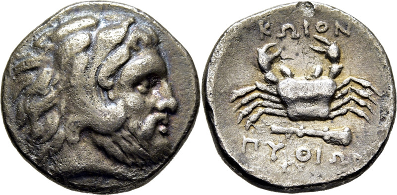 ISLA DE CARIA-KOS. Dracma. 190-166 a.C. Cabeza de Herakles con leonté a derecha....