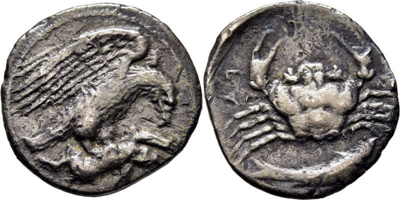 SICILIA-AKRAGAS. Hemidracma. 413-406 a.C. Águila batiendo las alas a derecha, de...